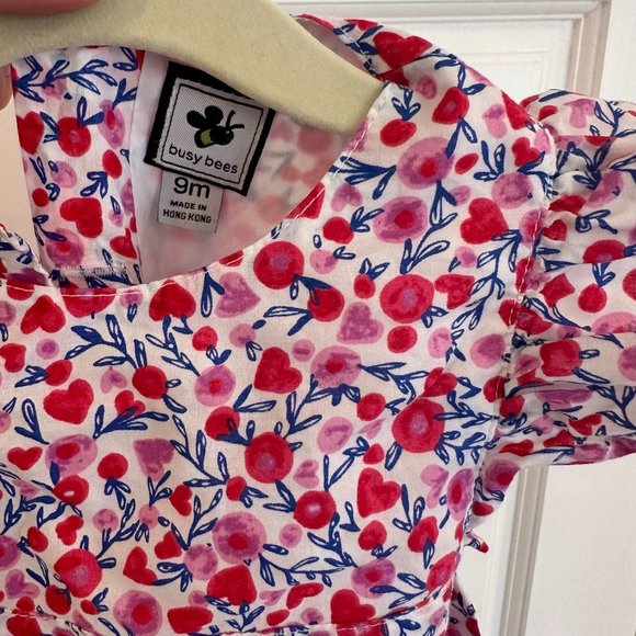 Busy Bee Kids Red Flutter Sleeve Floral Bubble - Picture 3 of 3